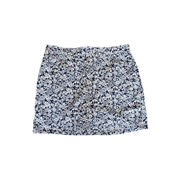 St Johns Bay Womens Floral Print Skort Size 14 Cotton Blend Navy & White With Po - Picture 1 of 8